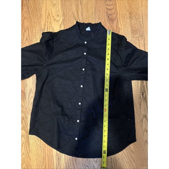 Old Navy Black Eyelet Button-Up Blouse Size Small Cotton - Picture 15 of 15